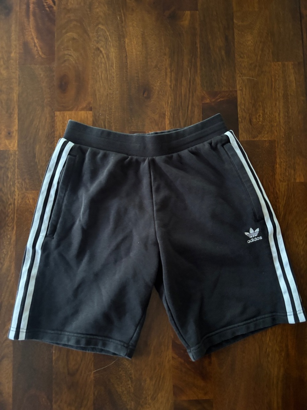 adidas Black Athletic Shorts with Light Blue Side Stripes